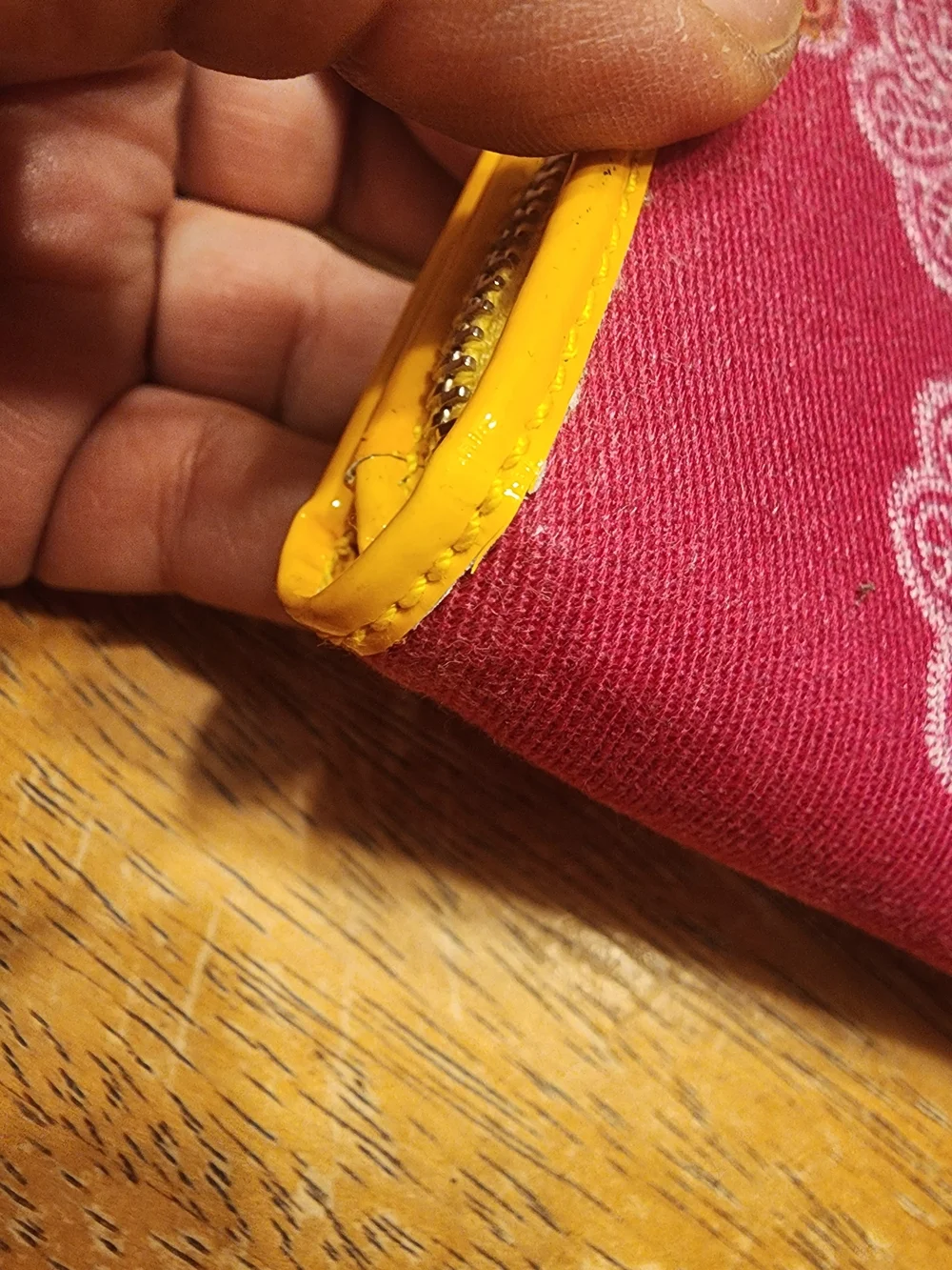 Dolce & Gabbana floral and pink fabric wallet  bright yellow patent leather